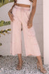 Mineral Wash Flower Applique Drawstring Cropped Wide Leg Pants